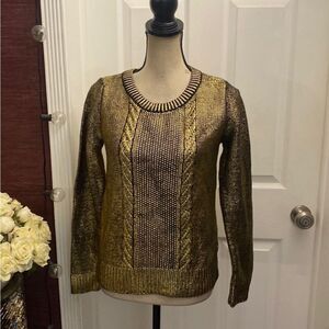NWT Chevignon Gold Cable Knit Women's Sweater, M